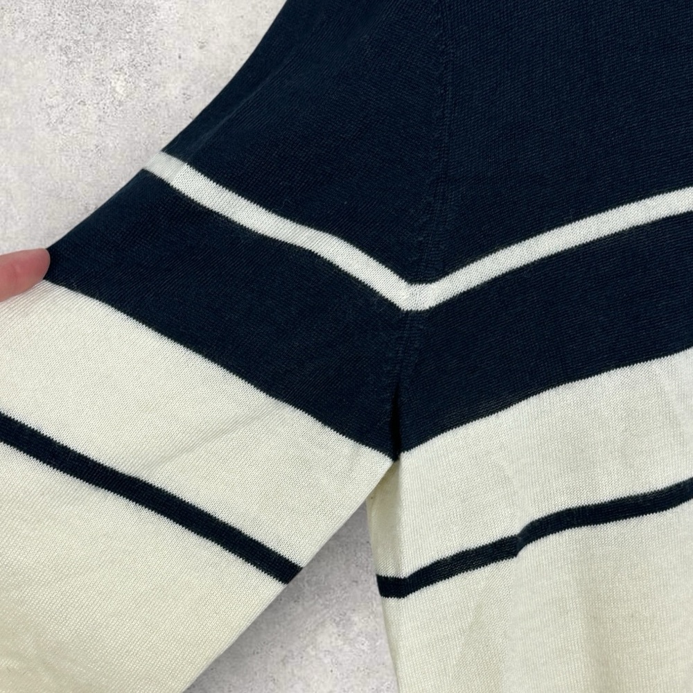 Samsoe Wool Blend Navy Blue White Sweater Mens Size Medium Colorblock Knit M NWT - Picture 8 of 13